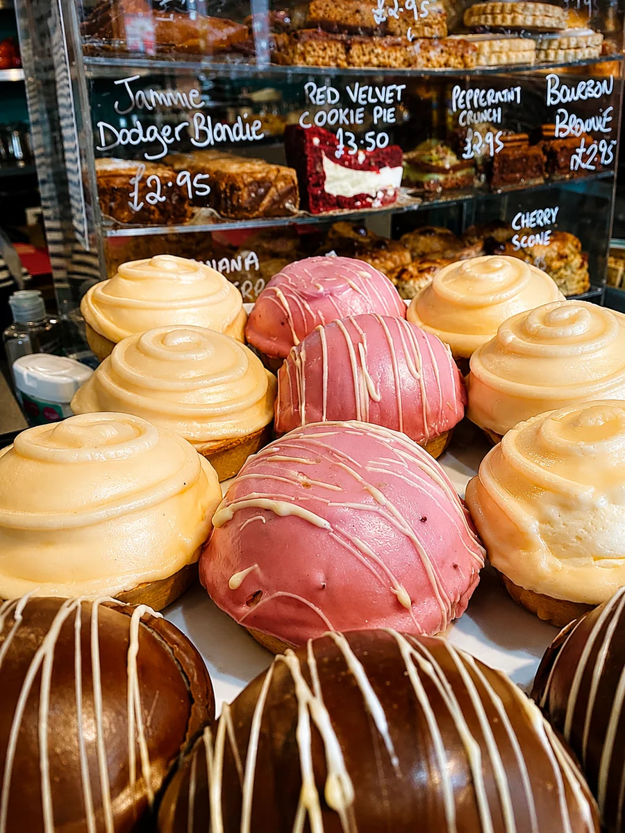 A colourful selection of cakes and bakes at Coffee Bank